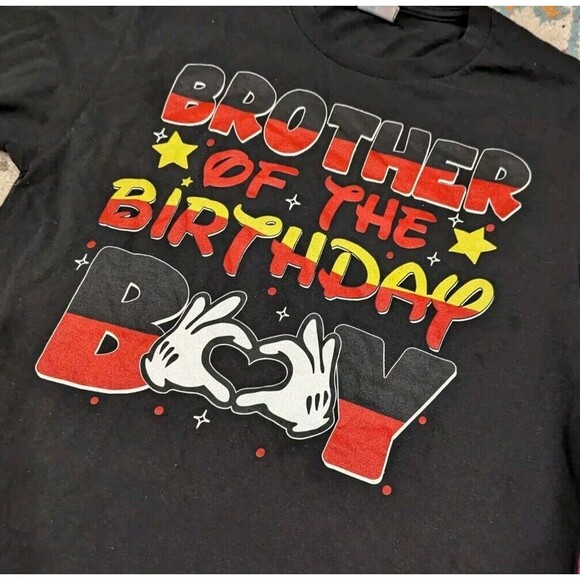 Boy's Size Small Black Brother Of The Birthday Boy Mouse Family T Shirt - Picture 2 of 6
